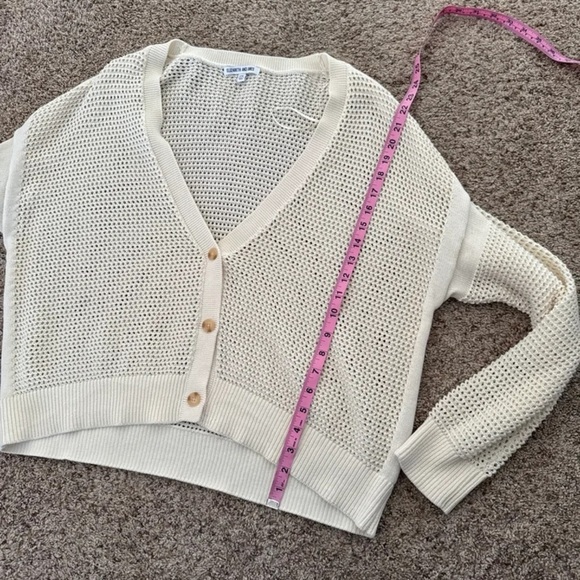Elizabeth & James Open Knit Cardigan in Neutral Cream Beige Button Up 
Size XXL - Picture 9 of 12